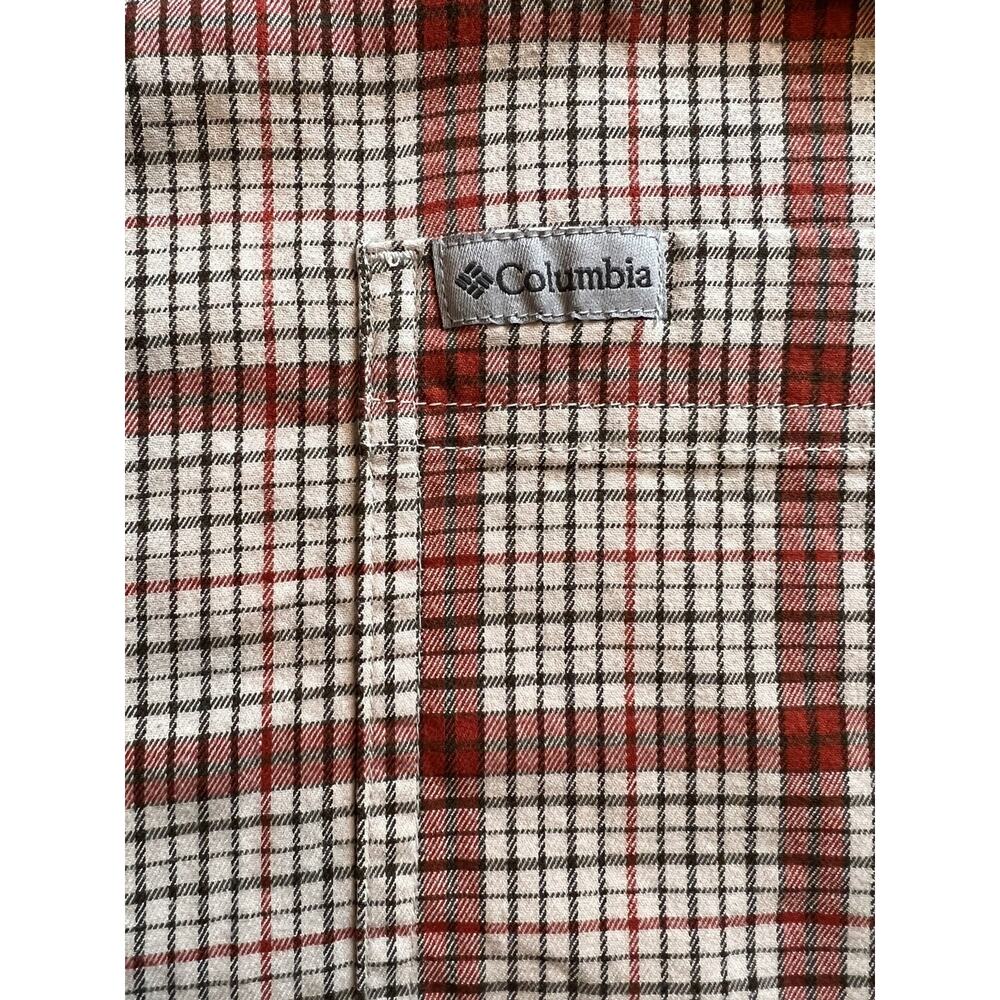 Columbia Sportswear Light Red Tan Plaid Flannel Button Up Long Sleeve Shirt XXL - Picture 4 of 9